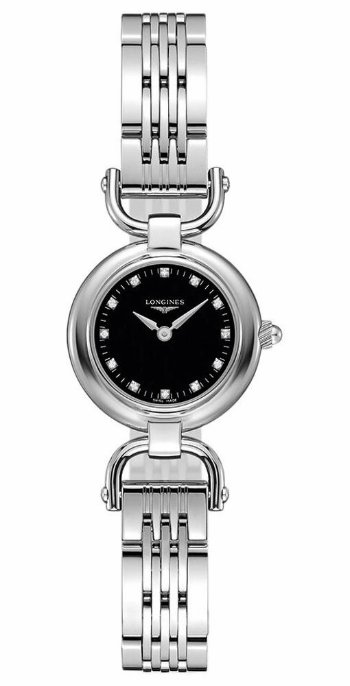 Longines Equestrian Stainless Steel Black Dial Diamonds Quartz Womens Watch L6.129.4.57.6 Women??s luxury watches Affordable women watches