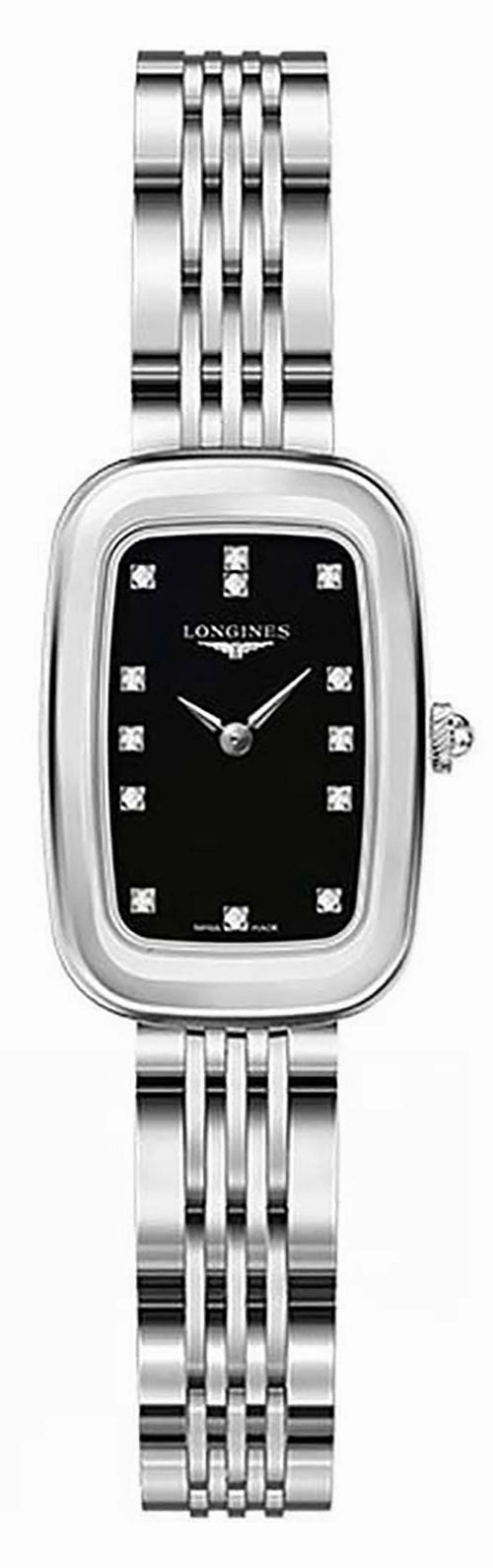 Longines Equestrian Stainless Steel Black Dial Diamonds Quartz Womens Watch L6.140.4.57.6 Women??s luxury watches Affordable women watches