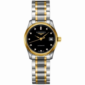 Longines Women's Watch - Master Diamond Black Dial Two Tone Bracelet | L22575577,automatic watch,automatic watches for men,automatic watches for women,luxury automatic watch,minimalist automatic watch,dress automatic watch,vintage automatic watch,automati