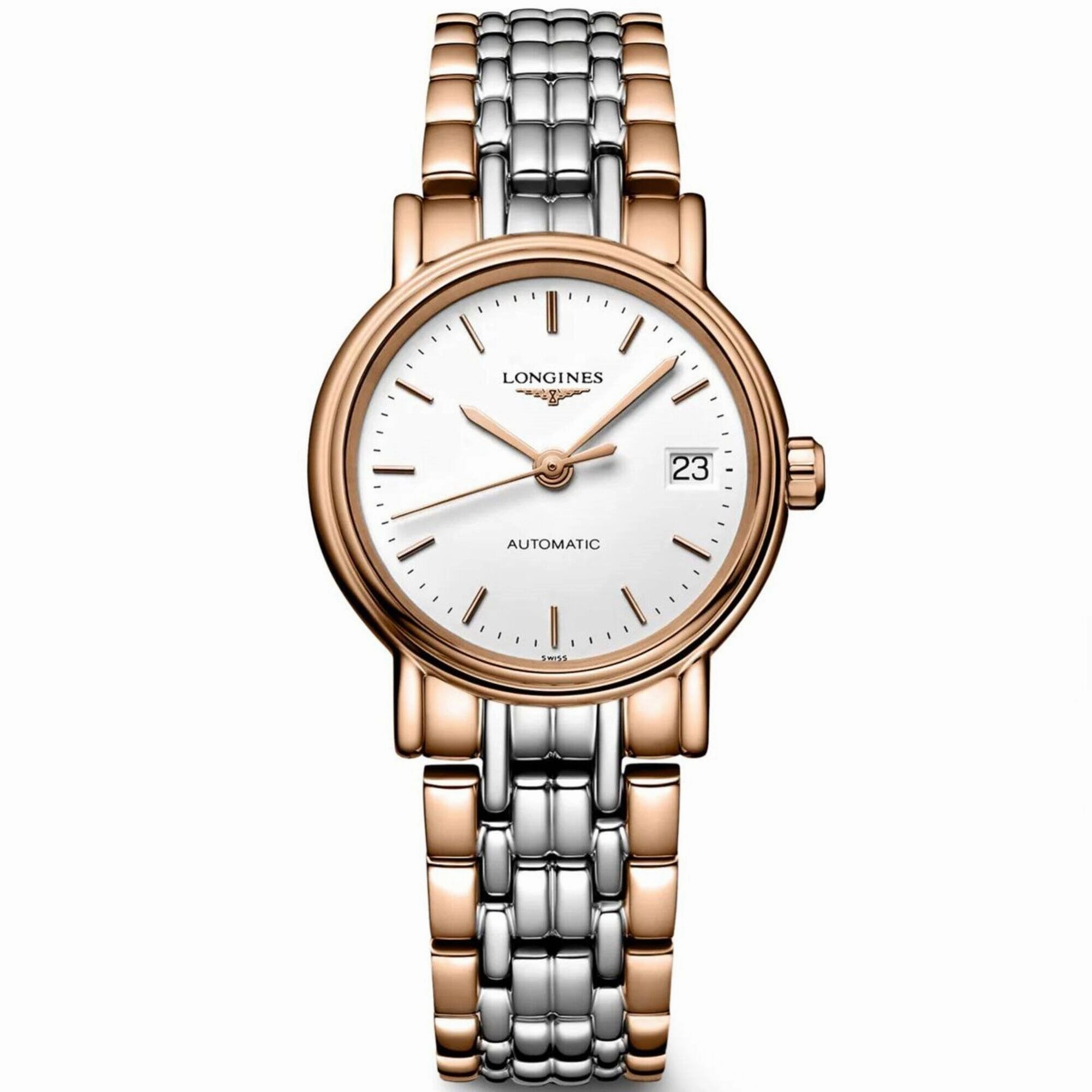 Longines Women's Watch - Presence Automatic White Dial Two Tone Bracelet | L43211127,automatic watch,automatic watches for men,automatic watches for women,luxury automatic watch,minimalist automatic watch,dress automatic watch,vintage automatic watch,auto