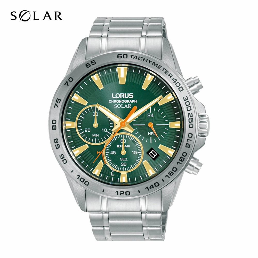 Lorus Green Dial Solar Chronograph Mens Watch RZ505AX9 cheap digital watch best digital watch for men