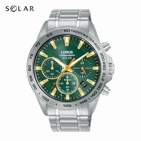 Lorus Green Dial Solar Chronograph Mens Watch RZ505AX9 cheap digital watch best digital watch for men