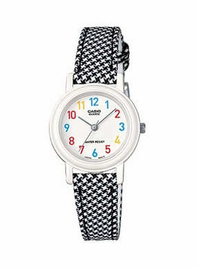 LQ-139LB-1B Black/Stripe Leather Strap Watch for Women Affordable casual watches Sporty casual watches Affordable luxury casual watches