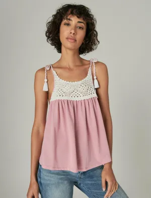 Lucky Brand Crochet Tank Fair Orchid Lucky Brand