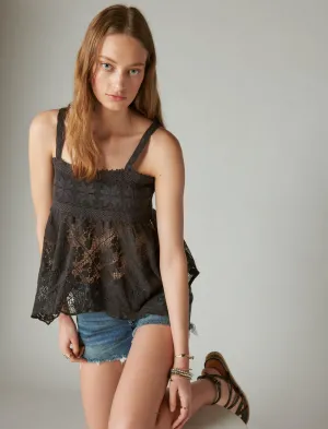 Lucky Brand Lace Handkerchief Tank Raven Lucky Brand