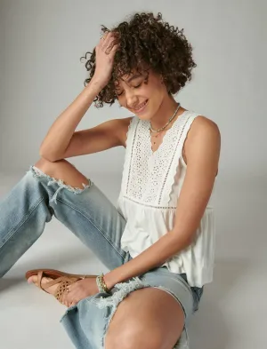 Lucky Brand Lace Knit Tank Whisper White Lucky Brand