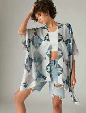 Lucky Brand Laura Ashley Printed Patchwork Kimono Cream Patchwork Lucky Brand