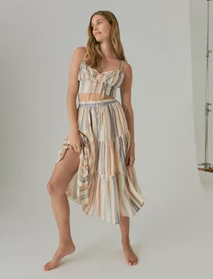 Lucky Brand Matchback Corset Top Cream Multi Lucky Brand