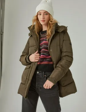 Lucky Brand Oversized Puffer Coat Dark Olive Lucky Brand