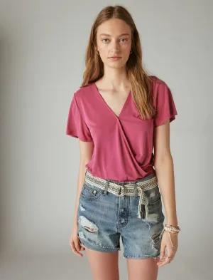 Lucky Brand Sandwash Surplice Top Red Violet Lucky Brand