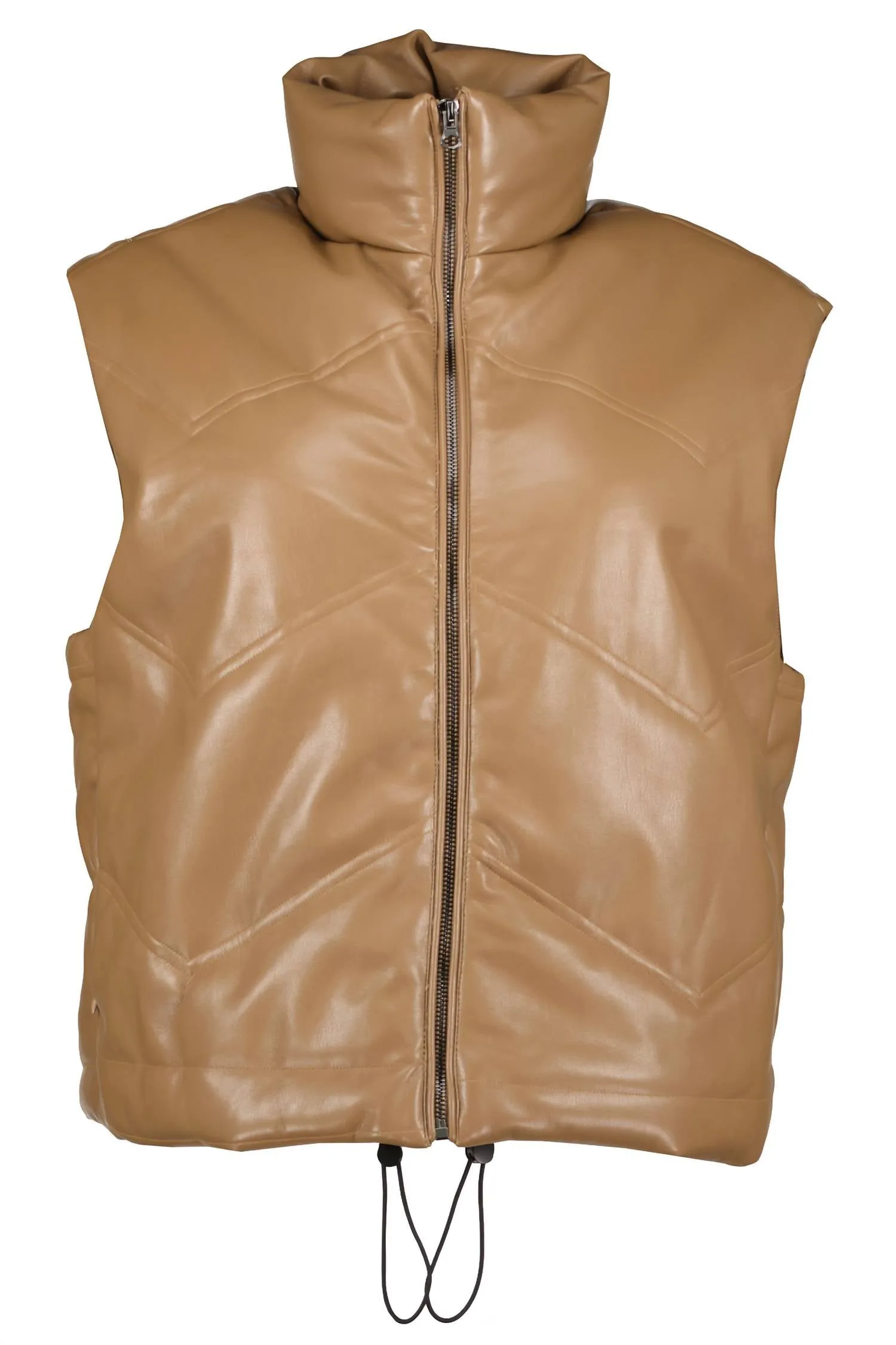Madison Quilted Vest In Camel
