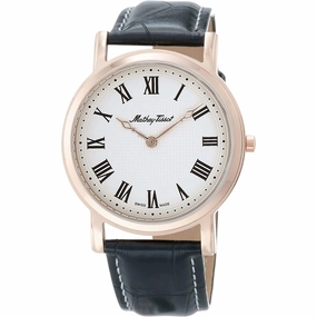 Mathey Tissot Men's Watch - City Rose Gold Case White Dial Brown Strap | H611252PBR 