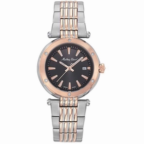 Mathey Tissot Women's Watch - Neptune Black Dial Two Tone Silver, Rose Case | D912RN Luxury Quartz Watch Quartz Watch Sale
