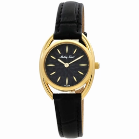 Mathey Tissot Women's Watch - Saphira Yellow Gold Case Black Dial Strap | D933PLYN Luxury Quartz Watch Quartz Watch Sale