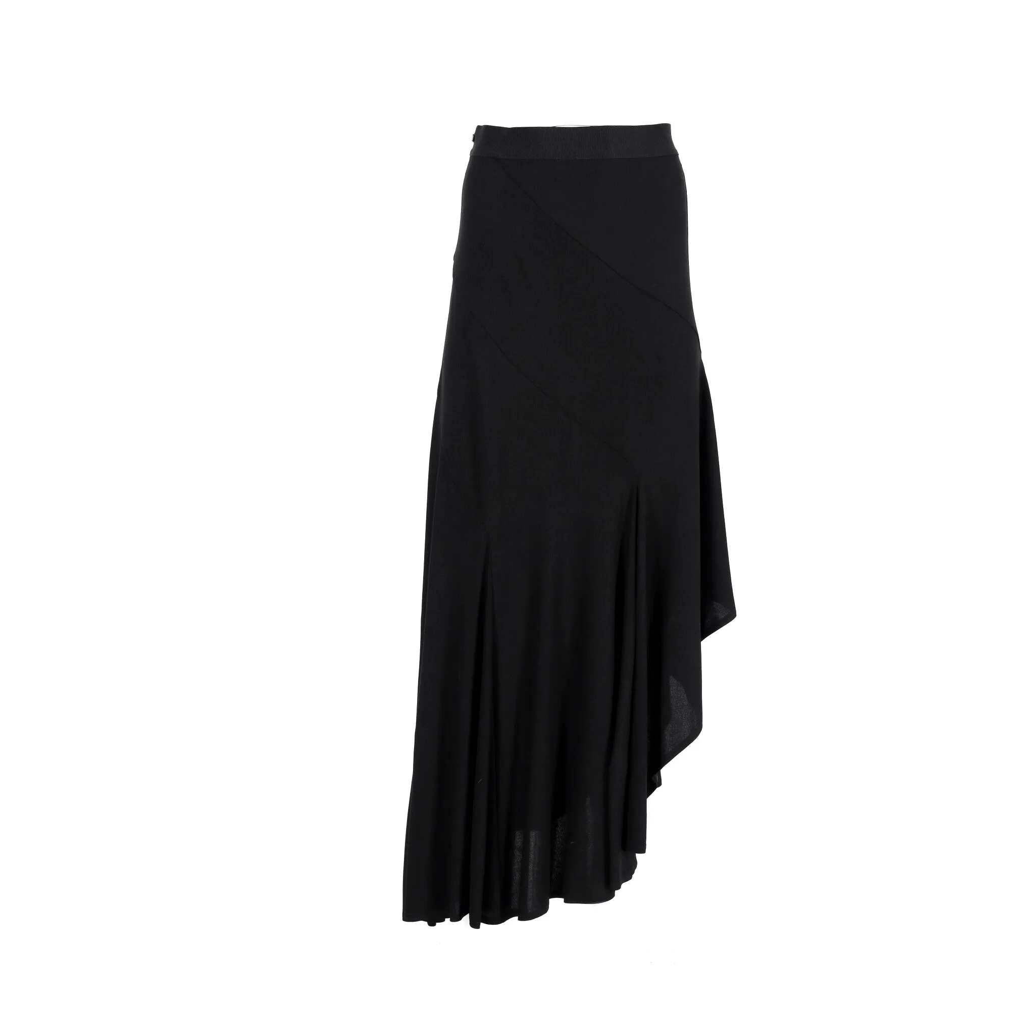 Max Mara Asymmetric Midi Skirt in Black Viscose
