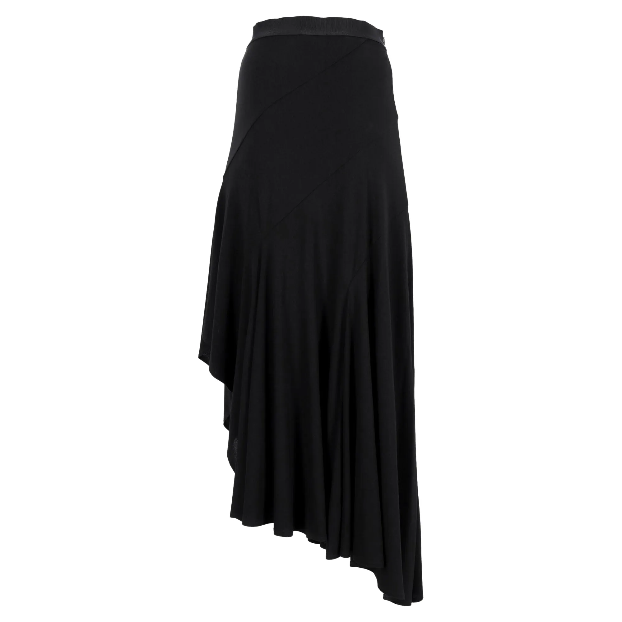 Max Mara Asymmetric Midi Skirt in Black Viscose