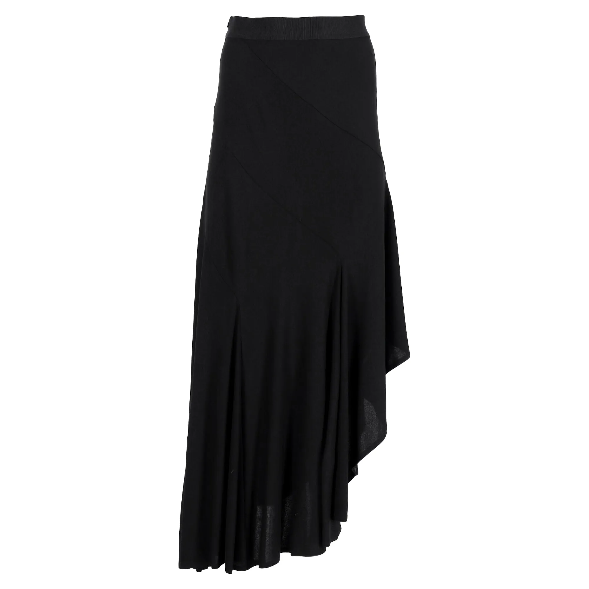 Max Mara Asymmetric Midi Skirt in Black Viscose