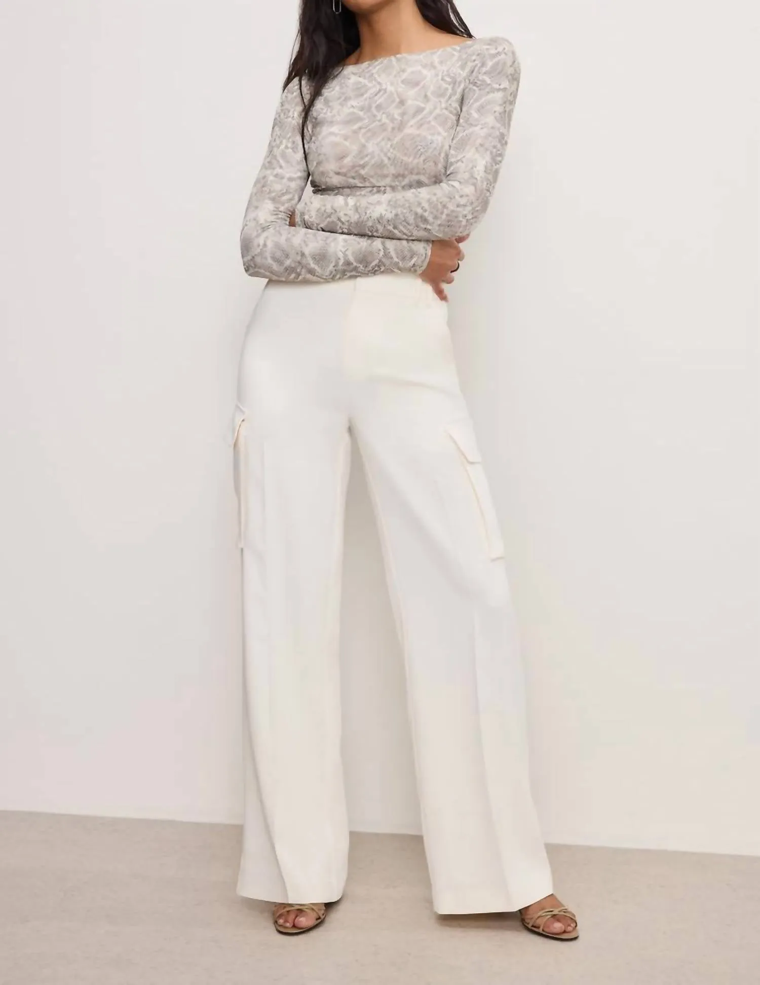 Mesh Boatneck Bodysuit In Ssp-Print001