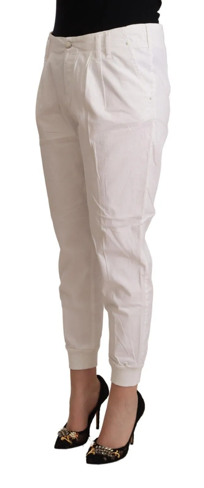 Met  Cotton Mid Waist Tape Cropped Women's Pants