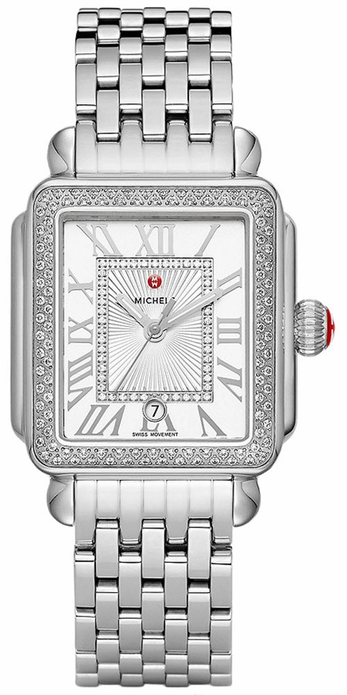 Michele Deco Madison Date Stainless Steel Diamonds Silver Dial Womens Watch MWW06T000163 Women??s luxury watches Affordable women watches