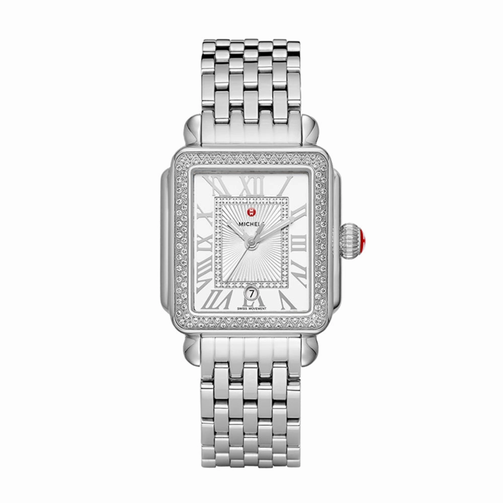 Michele Deco Madison Stainless Diamond Watch,women's watches,ladies watch,elegant women's watch, minimalist women??s watch,fashion watch for women, classic watch for women,waterproof women??s watch,women's watch for work, women's watch for gift, weddin