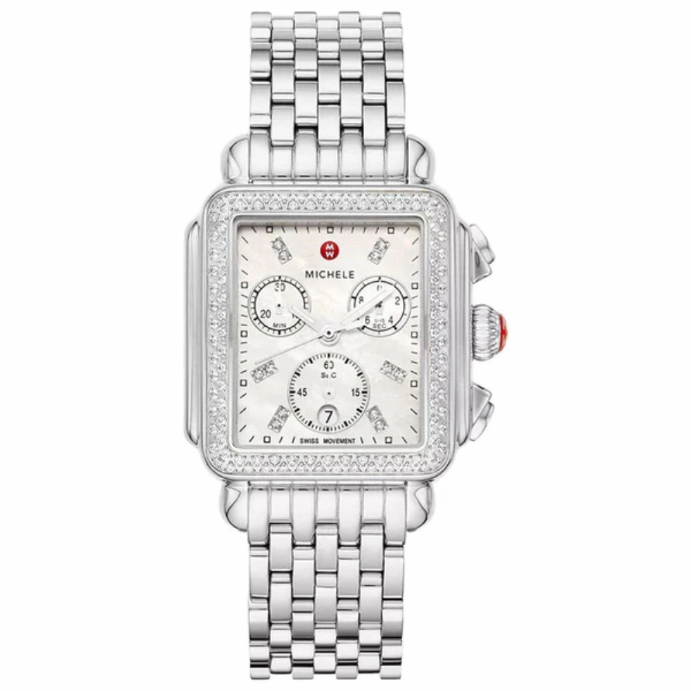 Michele Deco Stainless Diamond Watch,women's watches,ladies watch,elegant women's watch, minimalist women??s watch,fashion watch for women, classic watch for women,waterproof women??s watch,women's watch for work, women's watch for gift, wedding watch 