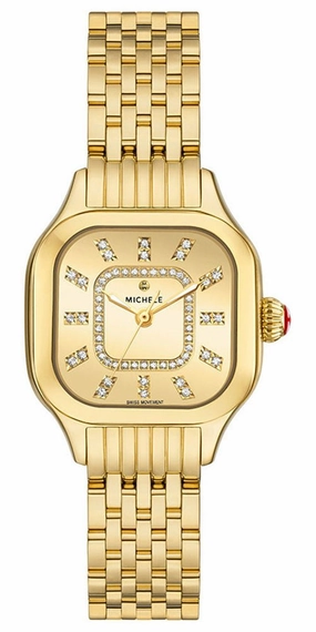Michele Meggie 18K Gold-Plated Steel Diamonds Square Gold Dial Womens Watch MWW33B000013 Women??s luxury watches Affordable women watches
