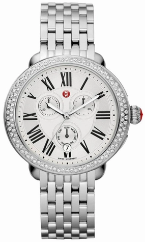 Michele Serein Chronograph Diamonds Silver Dial Date Stainless Steel Womens Watch MWW21A000001 Women??s luxury watches Affordable women watches