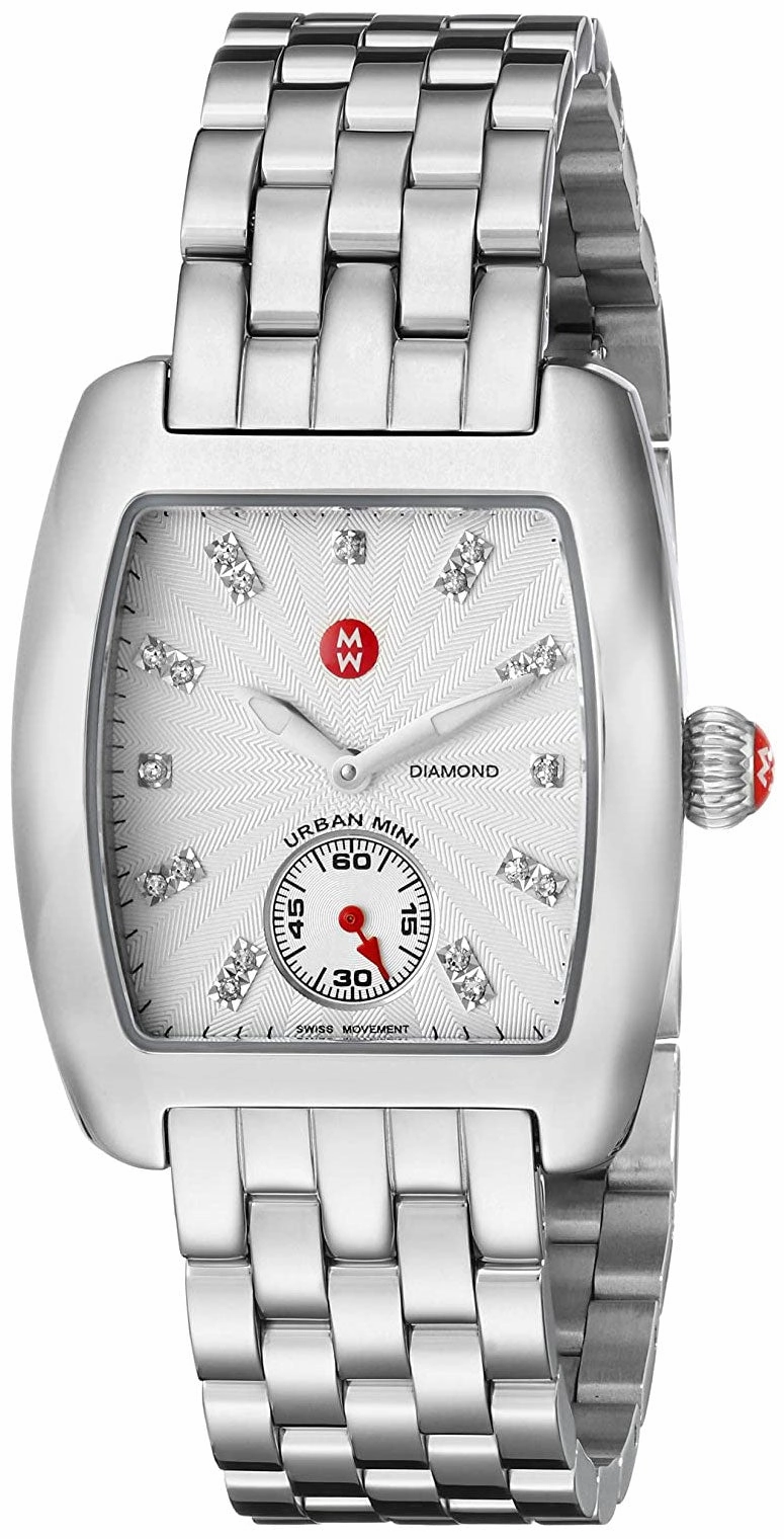 Michele Urban Mini Stainless Steel Silver Dial Diamonds Women's Watch MWW02A000502 Women??s luxury watches Affordable women watches