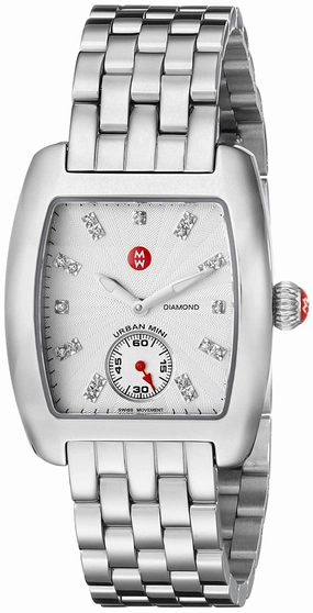 Michele Urban Mini Stainless Steel Silver Dial Diamonds Women's Watch MWW02A000502 Women??s luxury watches Affordable women watches