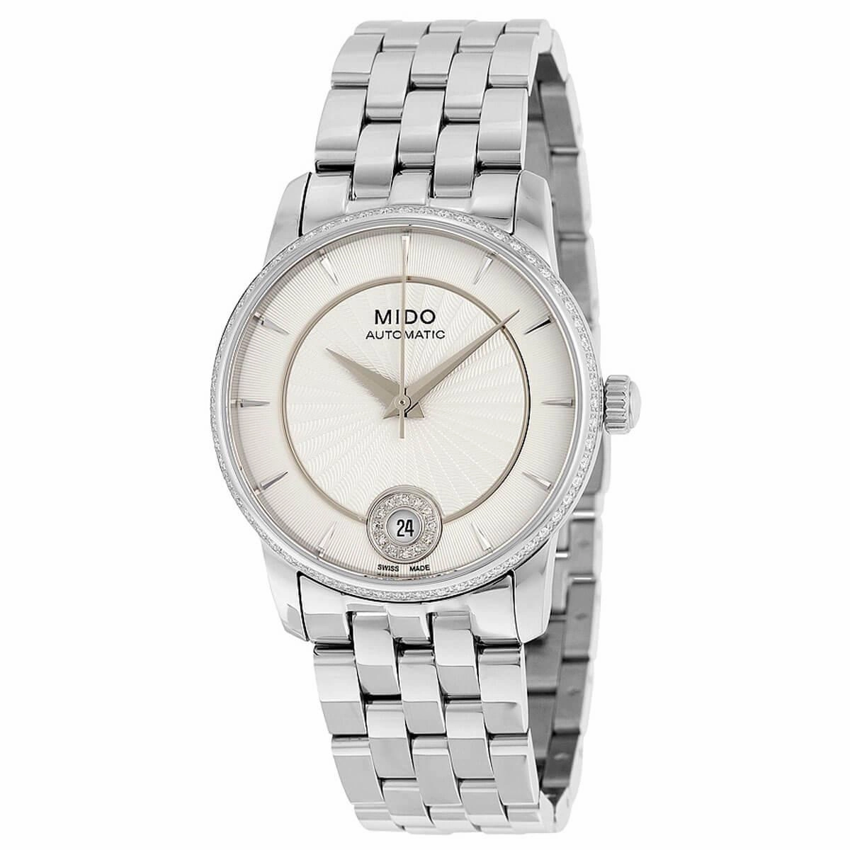 Mido Women's Diamond Watch - Baroncelli II Stainless Steel Bracelet | M0072076103600,automatic watch,automatic watches for men,automatic watches for women,luxury automatic watch,minimalist automatic watch,dress automatic watch,vintage automatic watch,auto