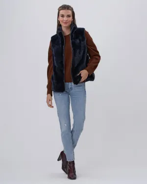 Mink Zip Vest with Down Back