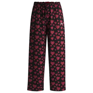 Modal-blend jersey pajama bottoms with repeat heart print