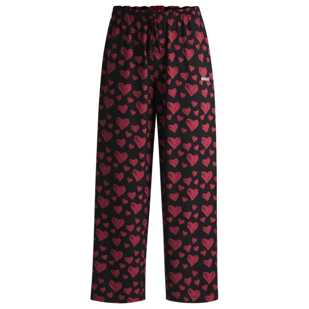 Modal-blend jersey pajama bottoms with repeat heart print