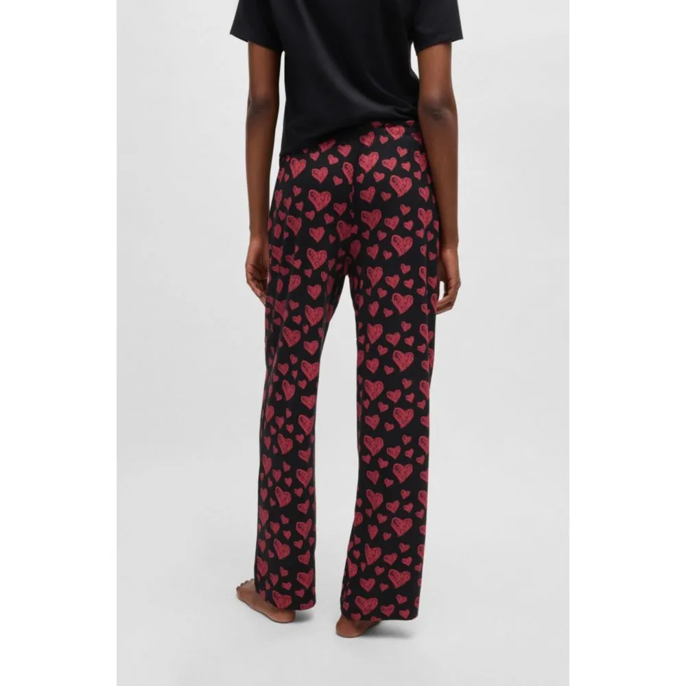 Modal-blend jersey pajama bottoms with repeat heart print