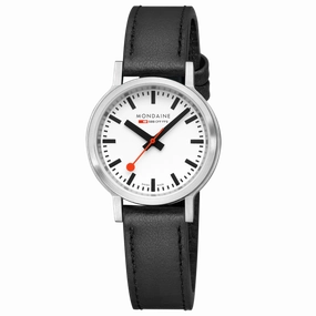 Mondaine Black Vegan Leather 34MM Watch MST.3401B.LBV.SET 
