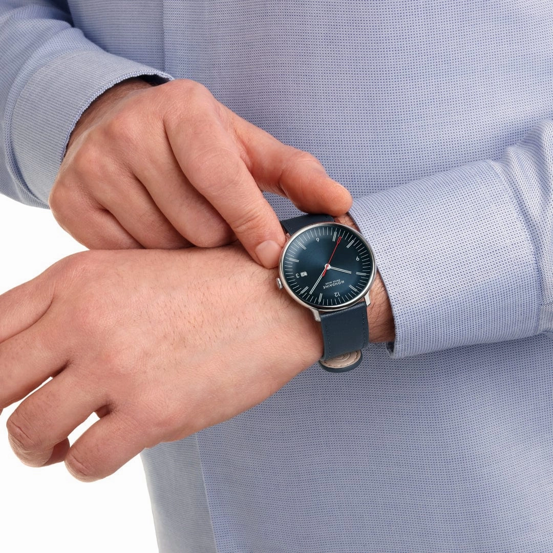 Mondaine Doppio Blue Dial Mesh Blue Vegan Leather Watch MLE.41240.LQV.SET