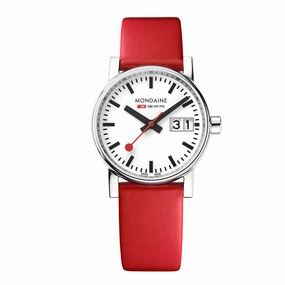 Mondaine Evo2 30mm White Dial Leather Watch MSE.30210.LCV 