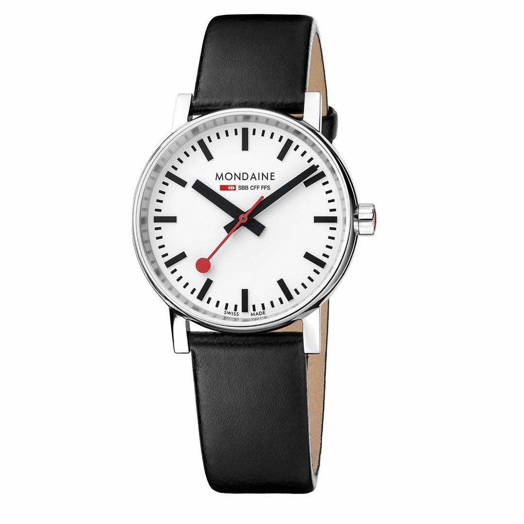 Mondaine Evo2 35mm White Dial Grape Leather Watch MSE.35110.LBV 