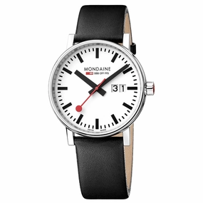 Mondaine Evo2 Big 40mm White Dial Leather Watch MSE.40210.LBV 