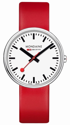 Mondaine Giant Backlight Stainless Steel White Dial Red Leather Strap Quartz Womens Watch MSX.3511B.LC Women??s luxury watches Affordable women watches