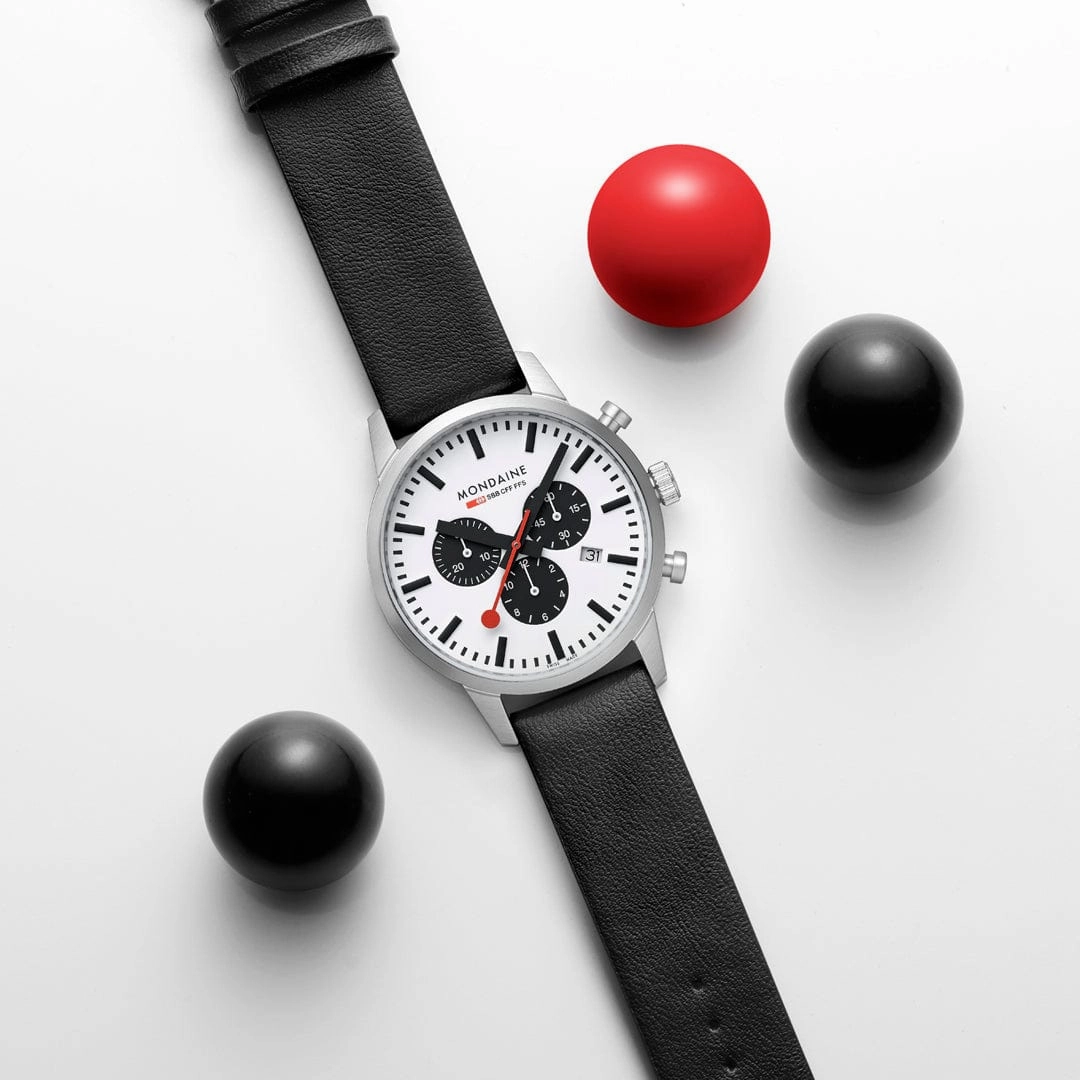 Mondaine Neo Black Vegan Grape Leather 41 MM Watch MSD.41410.LBV