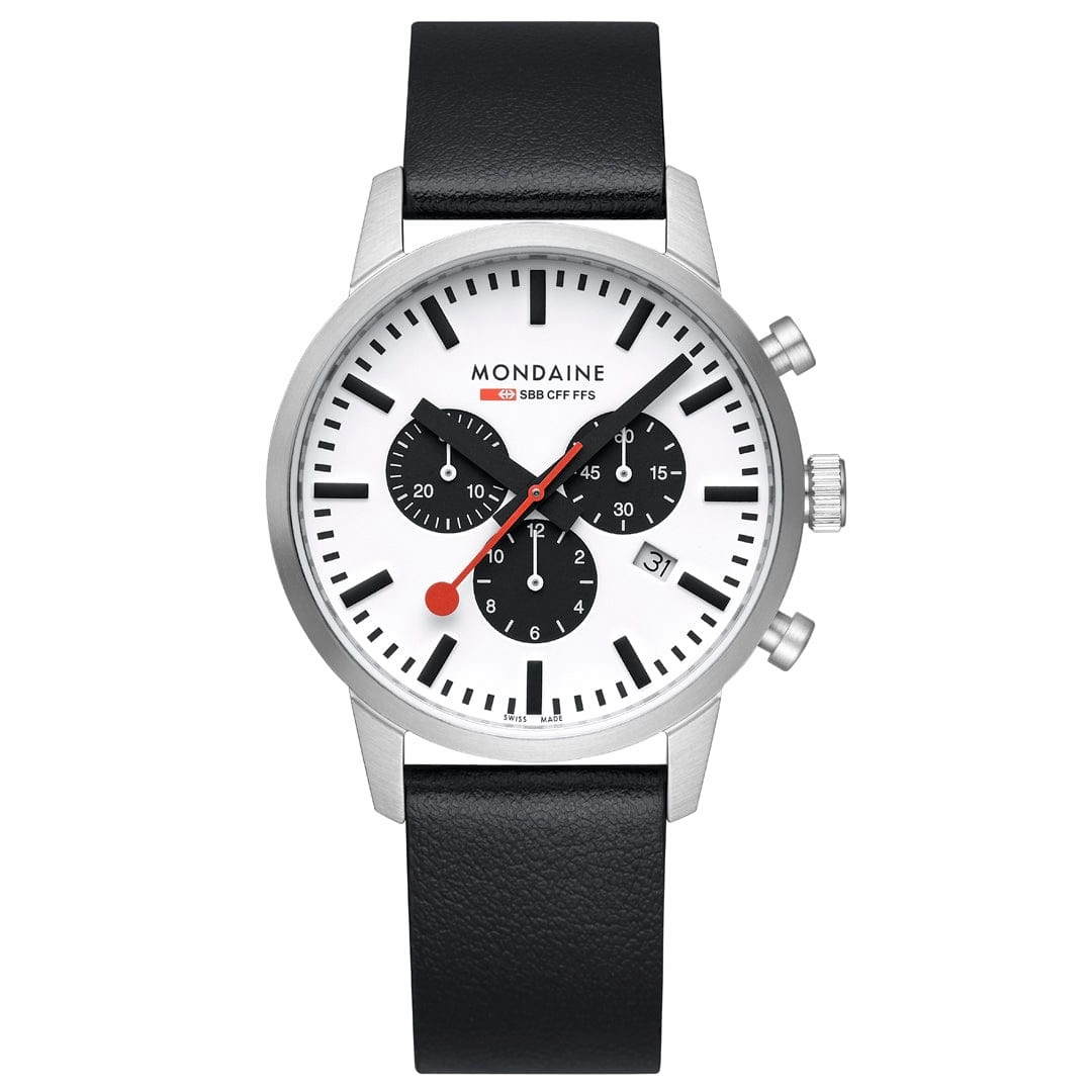 Mondaine Neo Black Vegan Grape Leather 41 MM Watch MSD.41410.LBV