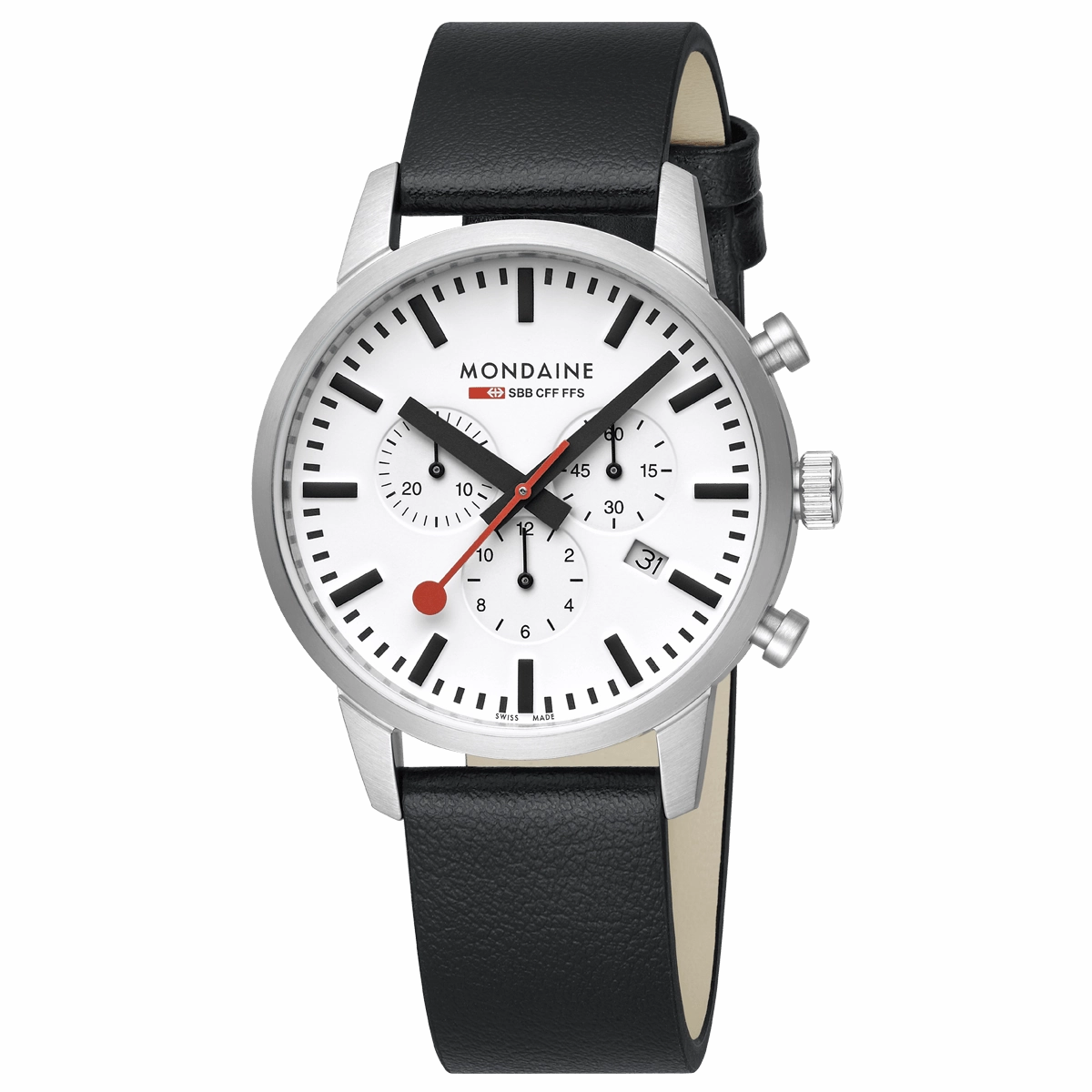 Mondaine Neo Black Vegan Grape Leather 41 MM Watch MSD.41411.LBV 