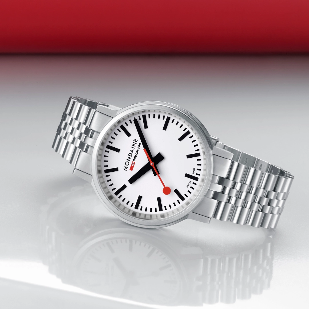 Mondaine Stop2go Backlight White Dial Stainless Steel Watch MST.4101B.SJ.2SE