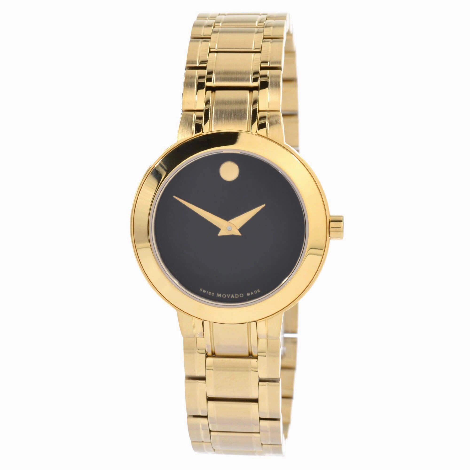 Movado Men's Quartz Watch - Stiri Black Dial Yellow Gold Bracelet | 0607282 