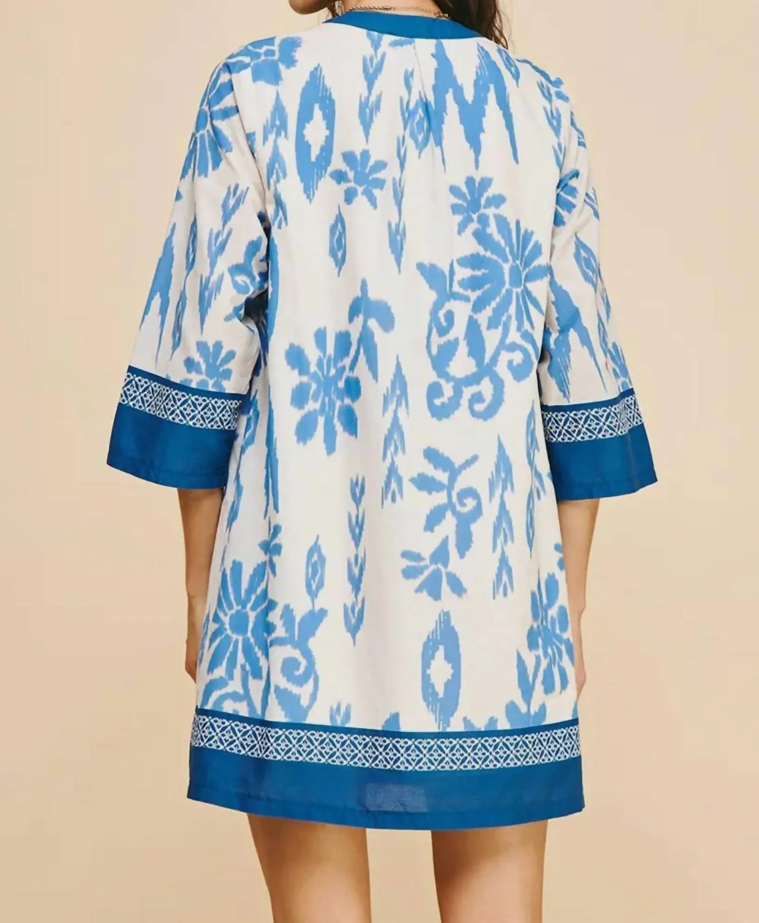 Navy Ikat Tunic In Blue