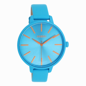 Neon blue OOZOO watch with bright blue leather strap - C11182,seiko watches,couple watches,watches designer,watches discount,women watches,best women watches,high end women's watches,high quality women's watches