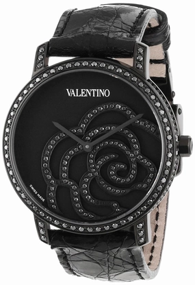 NEW WITHOUT BOX Valentino Rose Black PVD Steel Womens Strap Watch Black Diamonds V41SBQ-6709-SSA09 Women??s luxury watches Affordable women watches