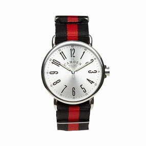 No.88 Steel and Red & Black Nato,women's watches,ladies watch,elegant women's watch, minimalist women??s watch,fashion watch for women, classic watch for women,waterproof women??s watch,women's watch for work, women's watch for gift, wedding watch 